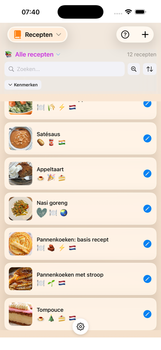 Cook&Track Receptenverzameling met categorieën